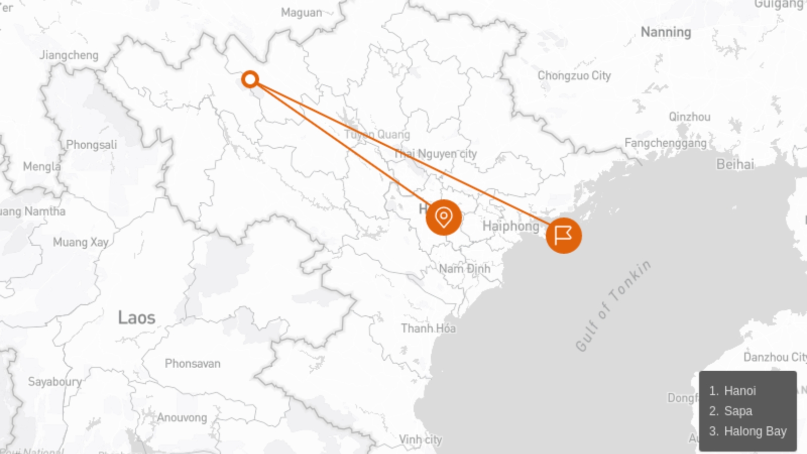 North Vietnam At A Glance Halong Bay & Sapa 5 Days Route Map