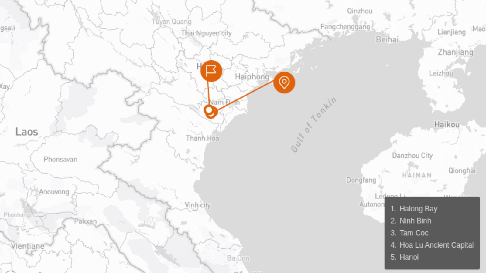 Discover Halong Bay & Ninh Binh 2 Days Route Map