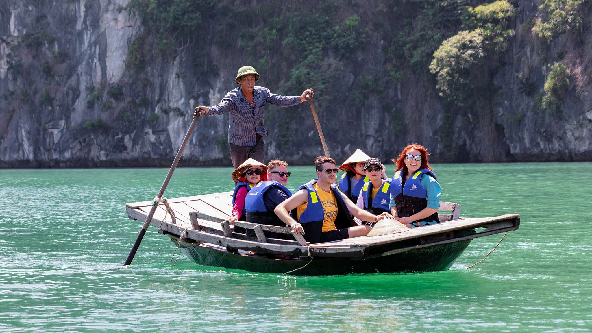 Explore the masjestic caves by bamboo boat