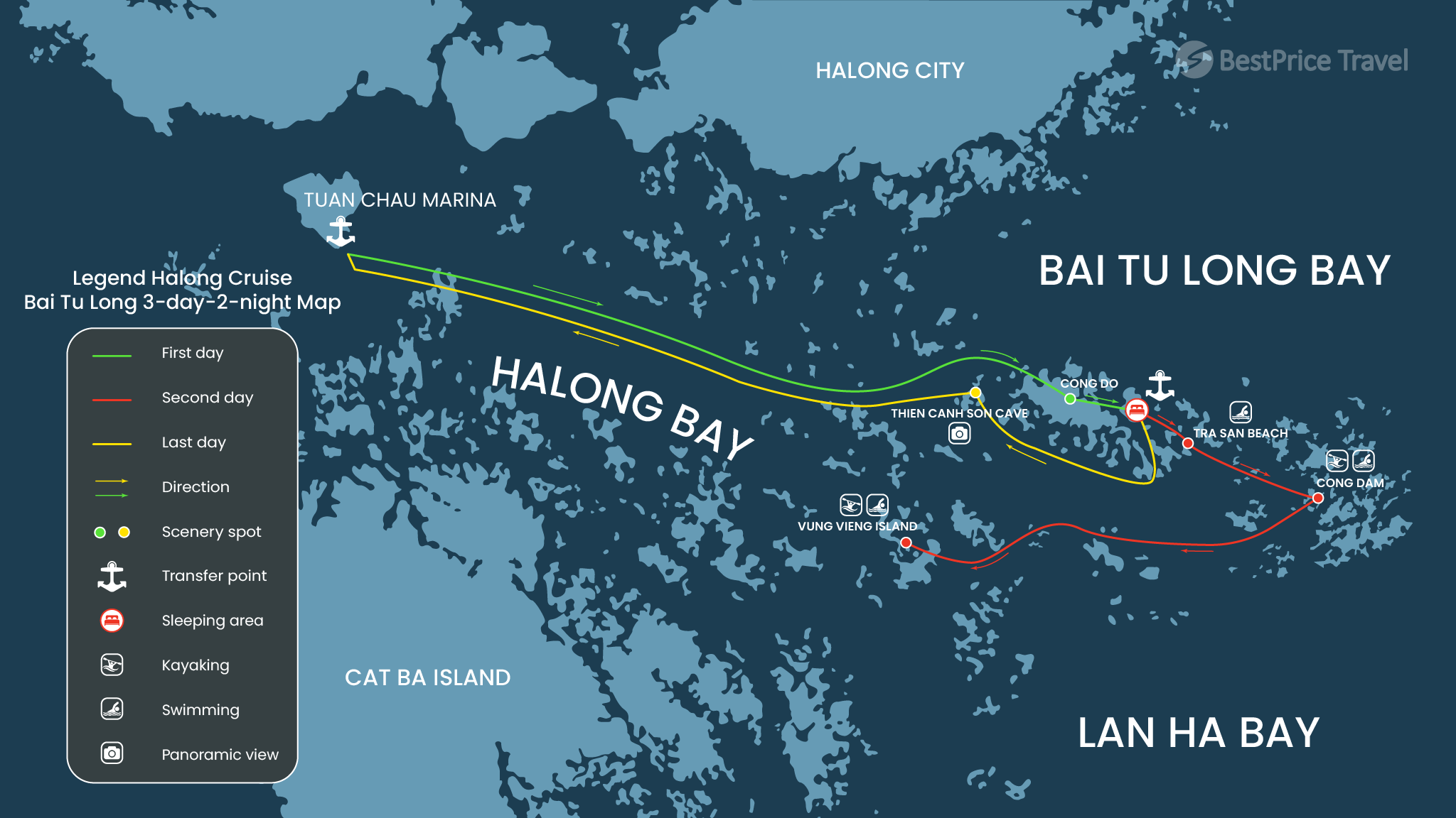 Legend Halong Private Bai Tu Long Bay Cruise Map