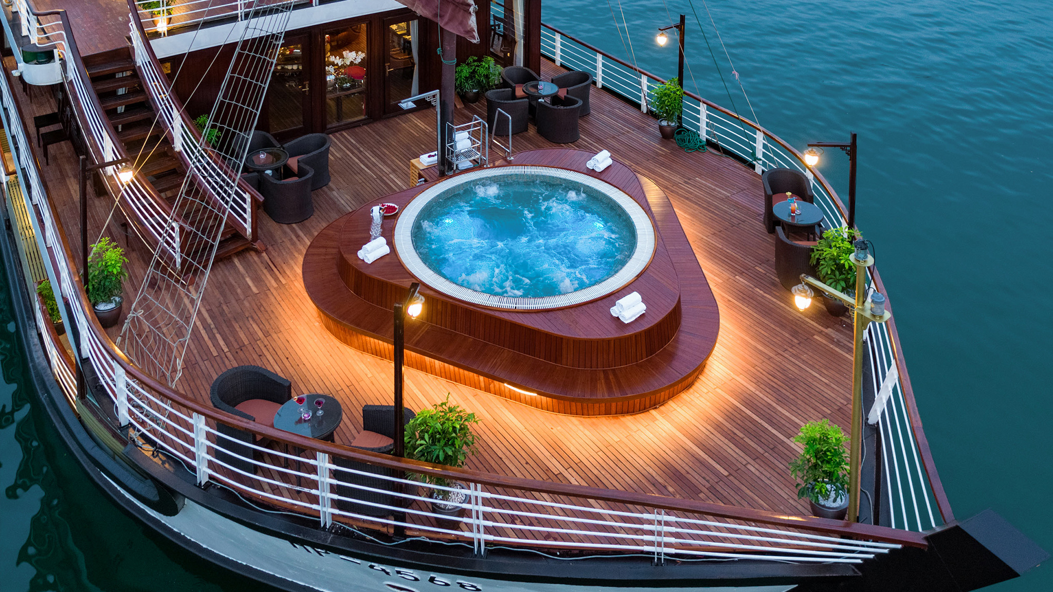Unwind in the luxurious outdoor Jacuzzi