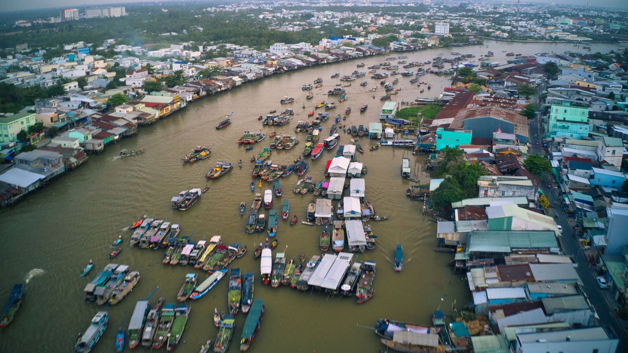 Day 14 Top View Of Cai Rang Floating Market