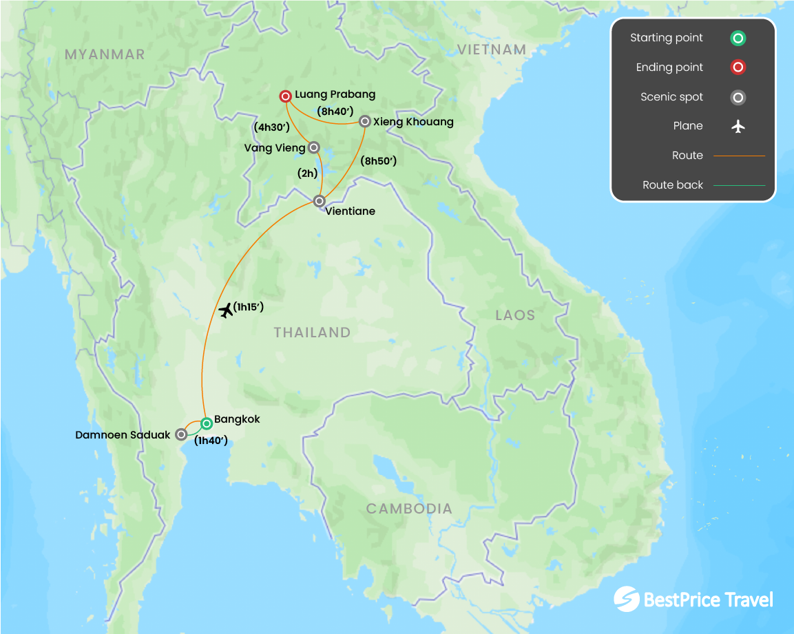 Bangkok (Thailand) to Laos Mysteries Revealed 12 Days