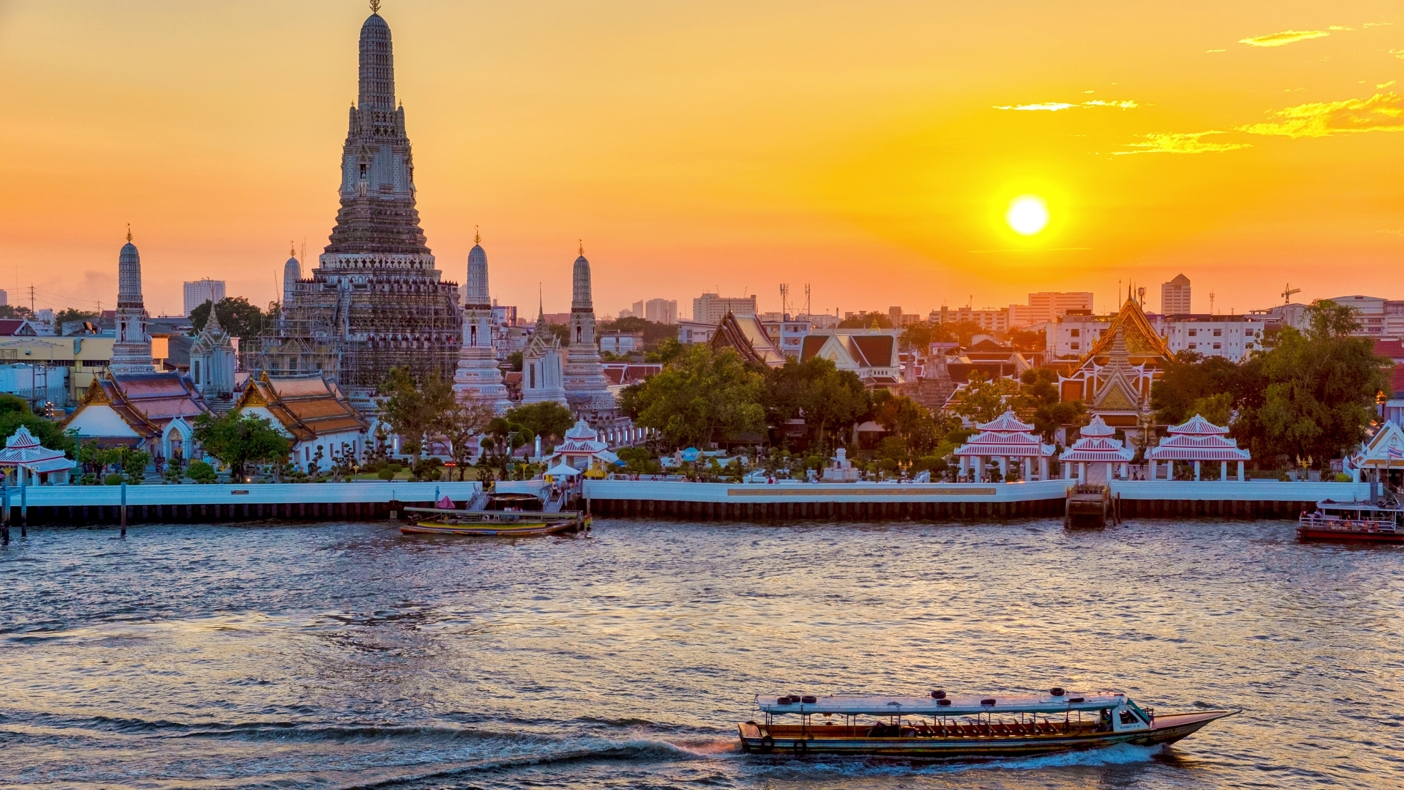 Day 1 Admire Charming Sunset Covers Wat Arun On Long Tail Boat