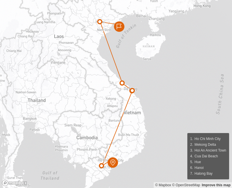 Flavors of Vietnam & Cooking Class 11 days Route Map