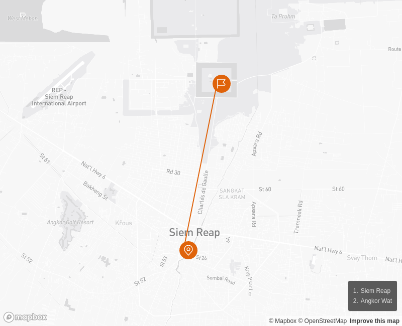 Heal Your Heart with Yoga Retreat Siem Reap Cambodia 5 days Route Map