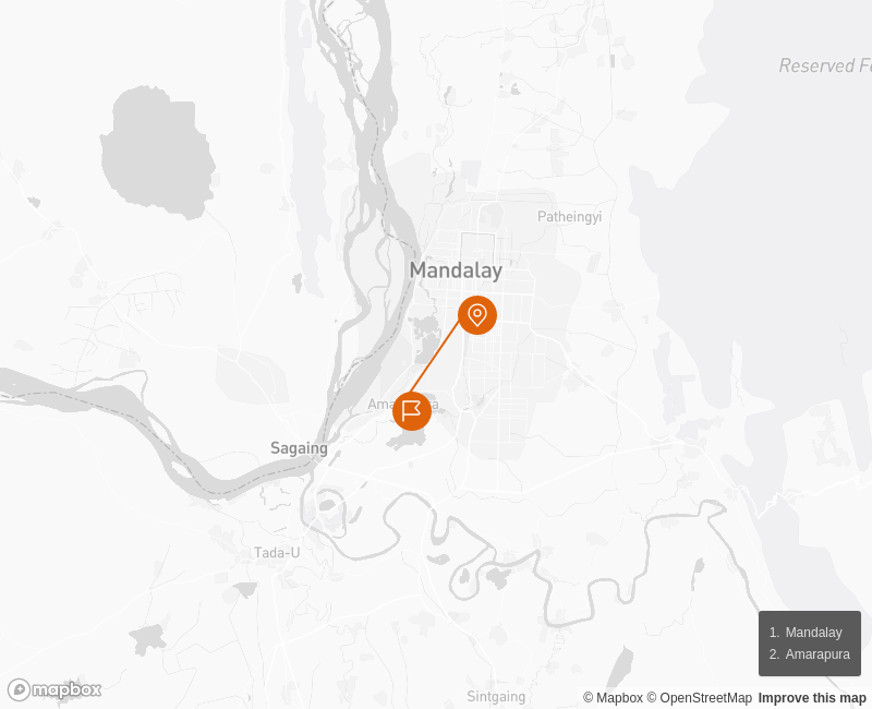 Mandalay – Amarapura Full day Route Map