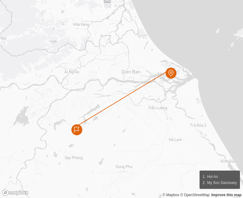 My Son Sanctuary Half-Day Tour from Hoi An Route Map