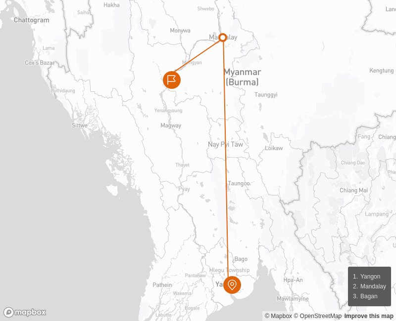 Taste of Myanmar  5 days Route Map