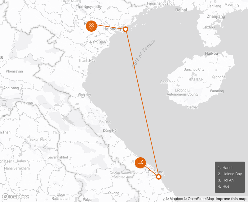 Ultimate North and Central Vietnam 8 days Route Map